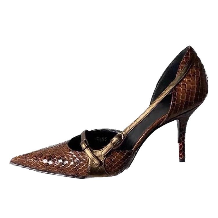 Fashionable Niche-Design Snake-Print Stiletto Heels For Women