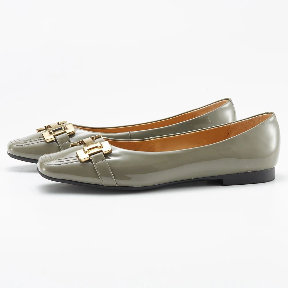 2024 New Style Women's Leather Ballet Flats Shoes Soft Sheepskin Lining Comfortable Square Toe Shoes for Lady