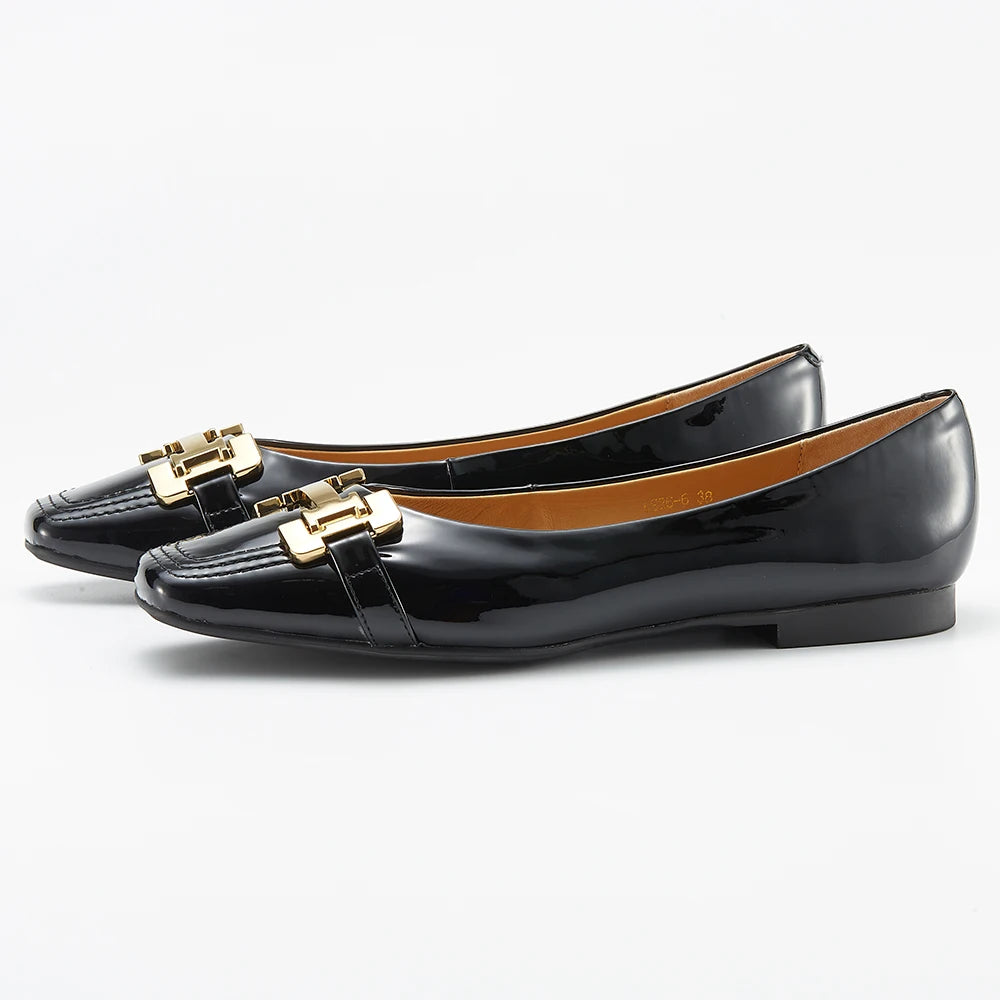 2024 New Style Women's Leather Ballet Flats Shoes Soft Sheepskin Lining Comfortable Square Toe Shoes for Lady