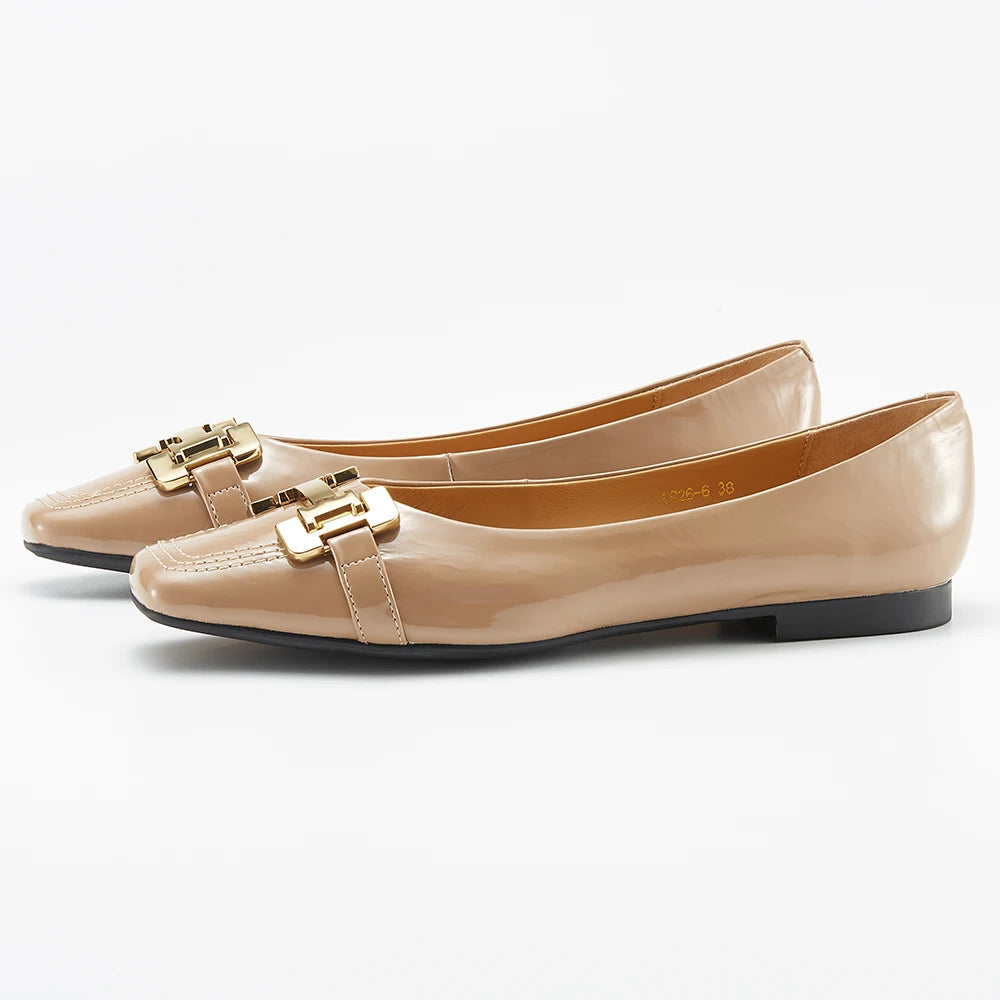 2024 New Style Women's Leather Ballet Flats Shoes Soft Sheepskin Lining Comfortable Square Toe Shoes for Lady