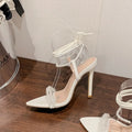 2025 New Style Pearl Stiletto High Heels Lace-Up Closure Tacones Sandals for Ladies Fashionable & Breathable for Summer & Autumn