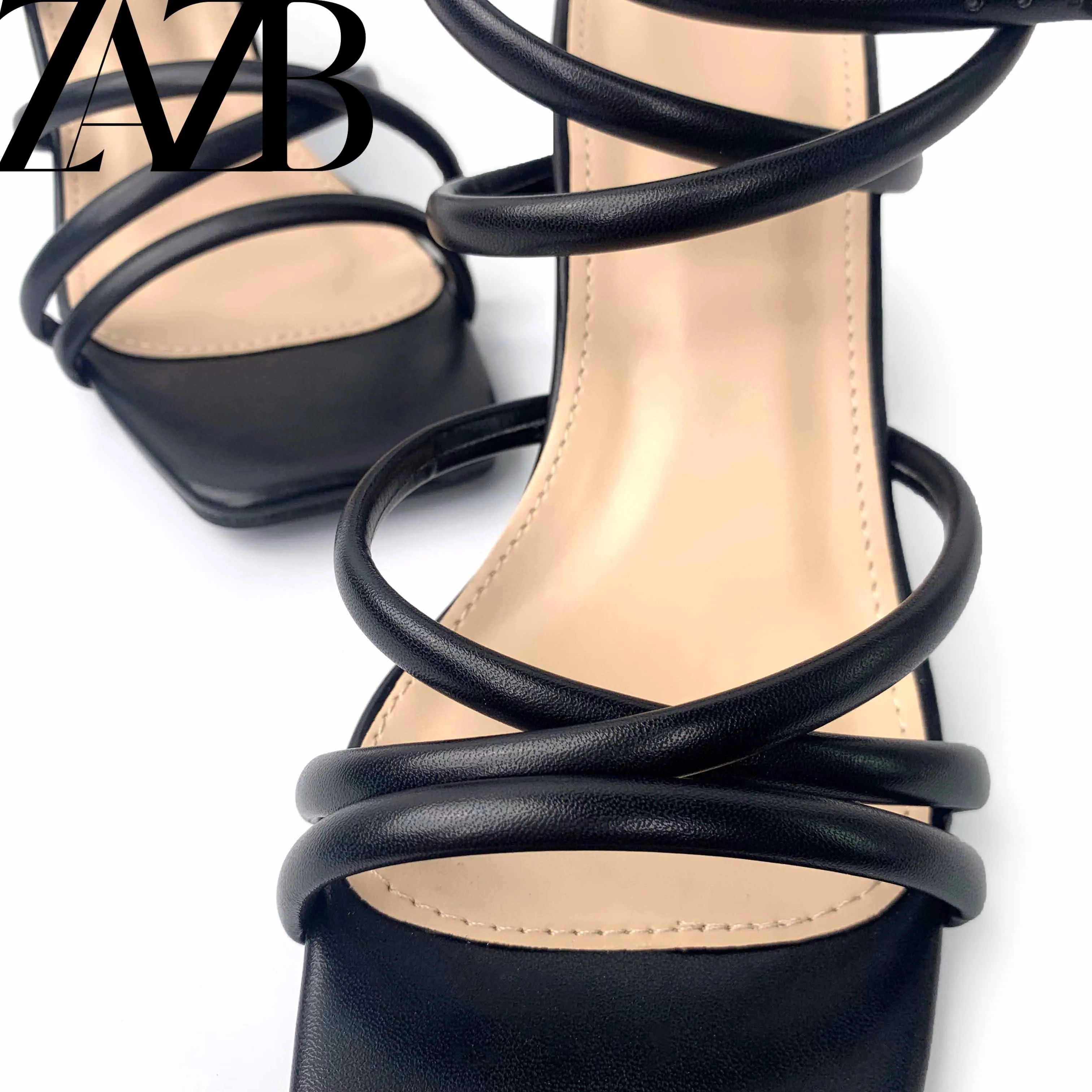 Custom Solid Color square High Heel Thick Heel Designer Shoes Sandals for Women and Ladies  High-heeled Shoes Luxury  Femmes
