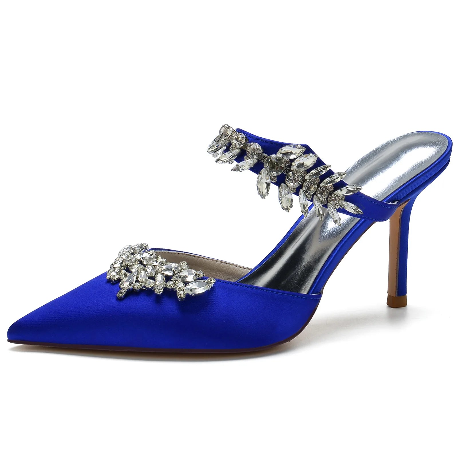 2025 Women's High Heel Pointed Toe Diamond Half-Toe Slippers for Weddings, Bridal Shoes, Matron of Honor Shoes, Banquet Shoes