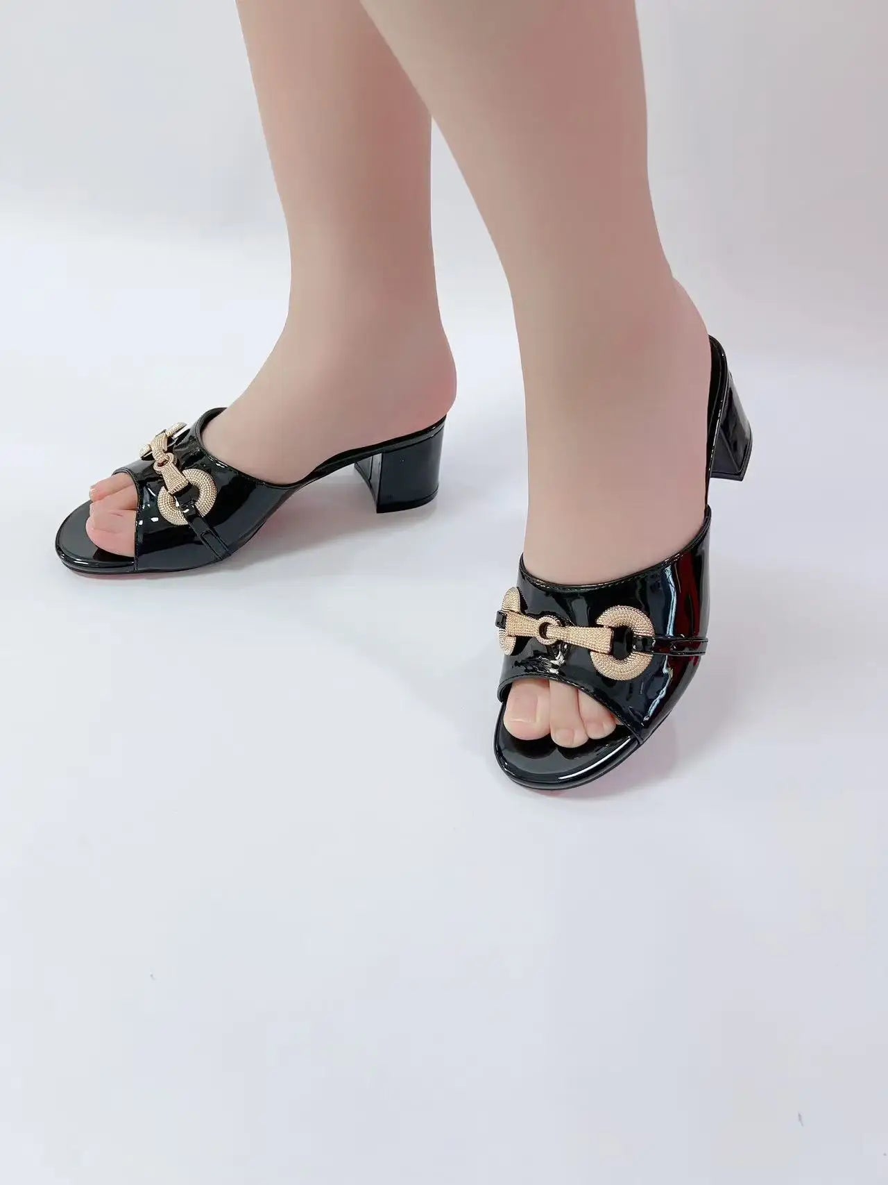 ZAZB Customized Metal Buckle Designer Shoes Women's slippers High Heels Luxury slippers Women's Fashion