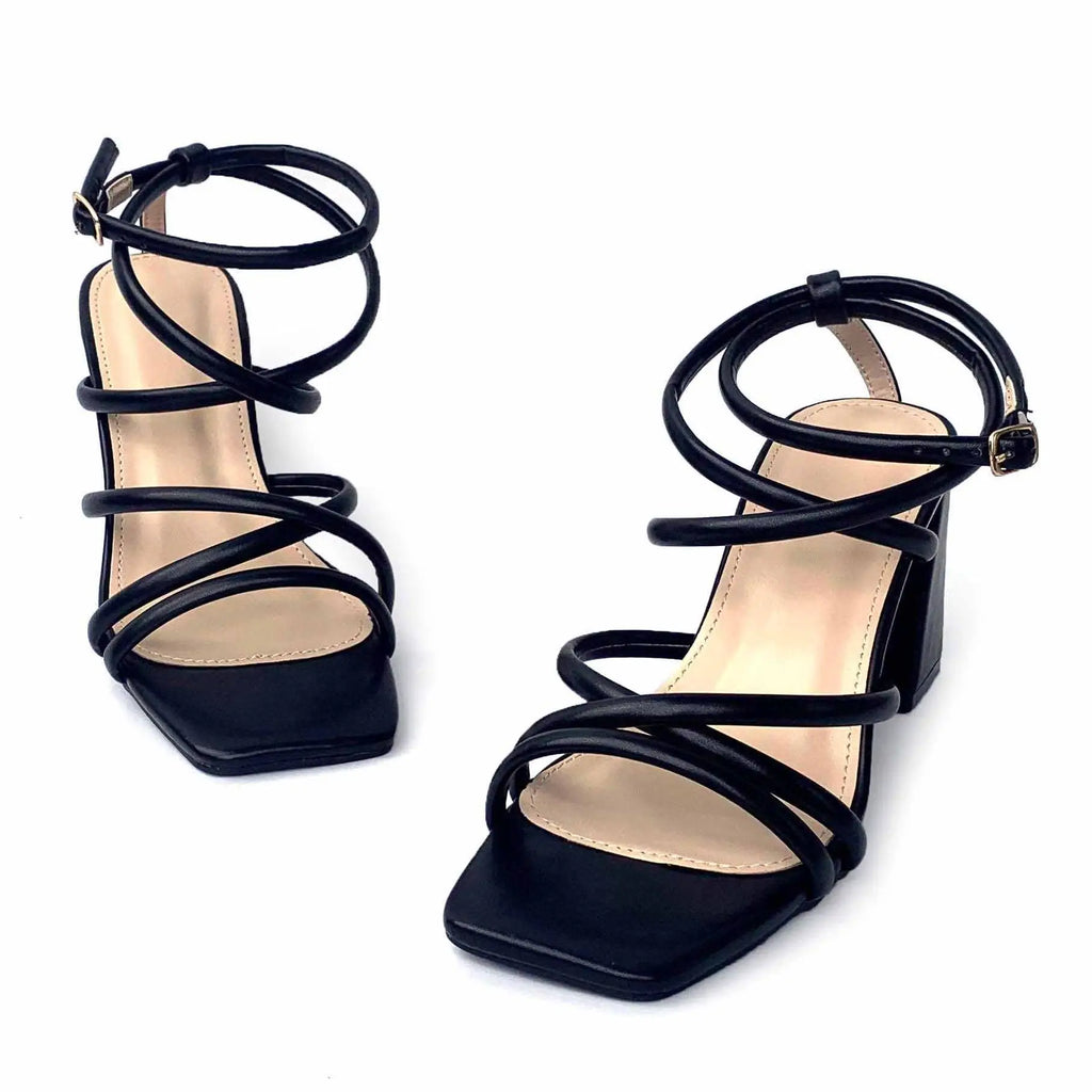 Custom Solid Color square High Heel Thick Heel Designer Shoes Sandals for Women and Ladies  High-heeled Shoes Luxury  Femmes