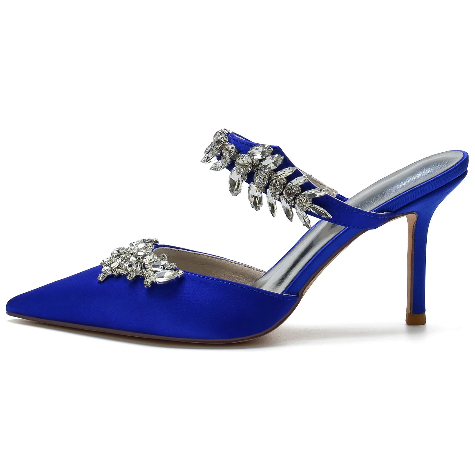 2025 Women's High Heel Pointed Toe Diamond Half-Toe Slippers for Weddings, Bridal Shoes, Matron of Honor Shoes, Banquet Shoes