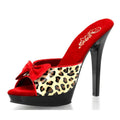 Gladiator Peep Toe 5Inch Bowknot Thin Heels Cross Dressing 13cm Sexy Fetish Leopard Print Platform Slippers Stripper Models New