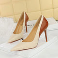 Elegant Vintage Shoes Party Beige Black 2024 Pointed Toe Sandals 10CM Stiletto High Heels for Ladies