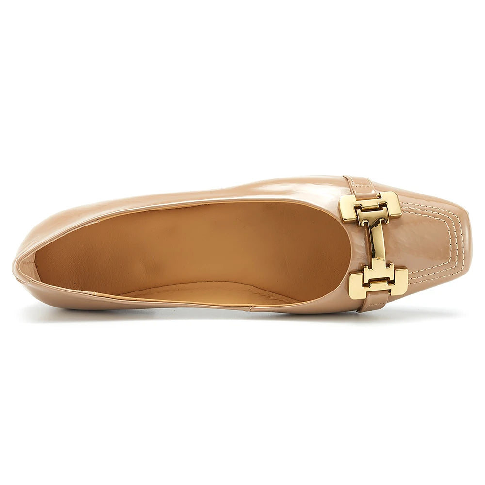 2024 New Style Women's Leather Ballet Flats Shoes Soft Sheepskin Lining Comfortable Square Toe Shoes for Lady