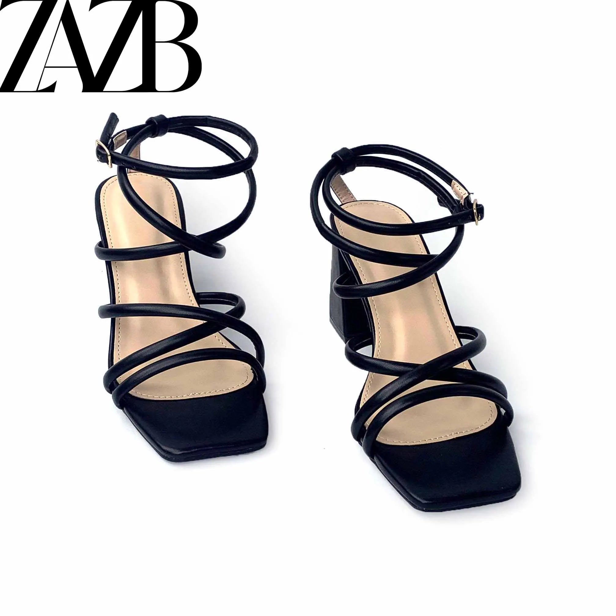Custom Solid Color square High Heel Thick Heel Designer Shoes Sandals for Women and Ladies  High-heeled Shoes Luxury  Femmes