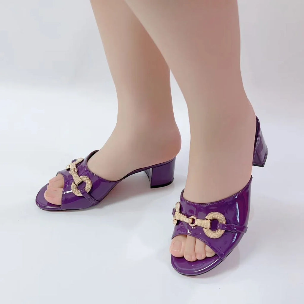 ZAZB Customized Metal Buckle Designer Shoes Women's slippers High Heels Luxury slippers Women's Fashion