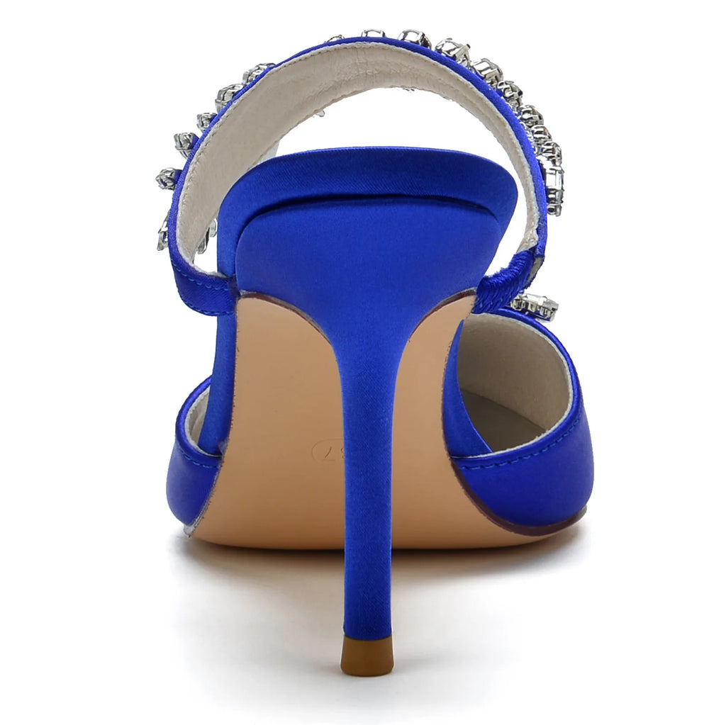 2025 Women's High Heel Pointed Toe Diamond Half-Toe Slippers for Weddings, Bridal Shoes, Matron of Honor Shoes, Banquet Shoes