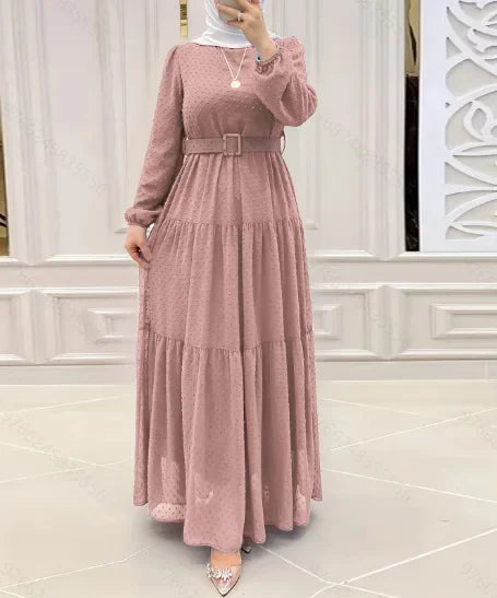 Long Dress Muslim Fashion Women Abaya Sashes Dresses Jalabiya Eid Ramadan Morocco Dubai Saudi Kaftan Islam Vestidos Arab Abayas