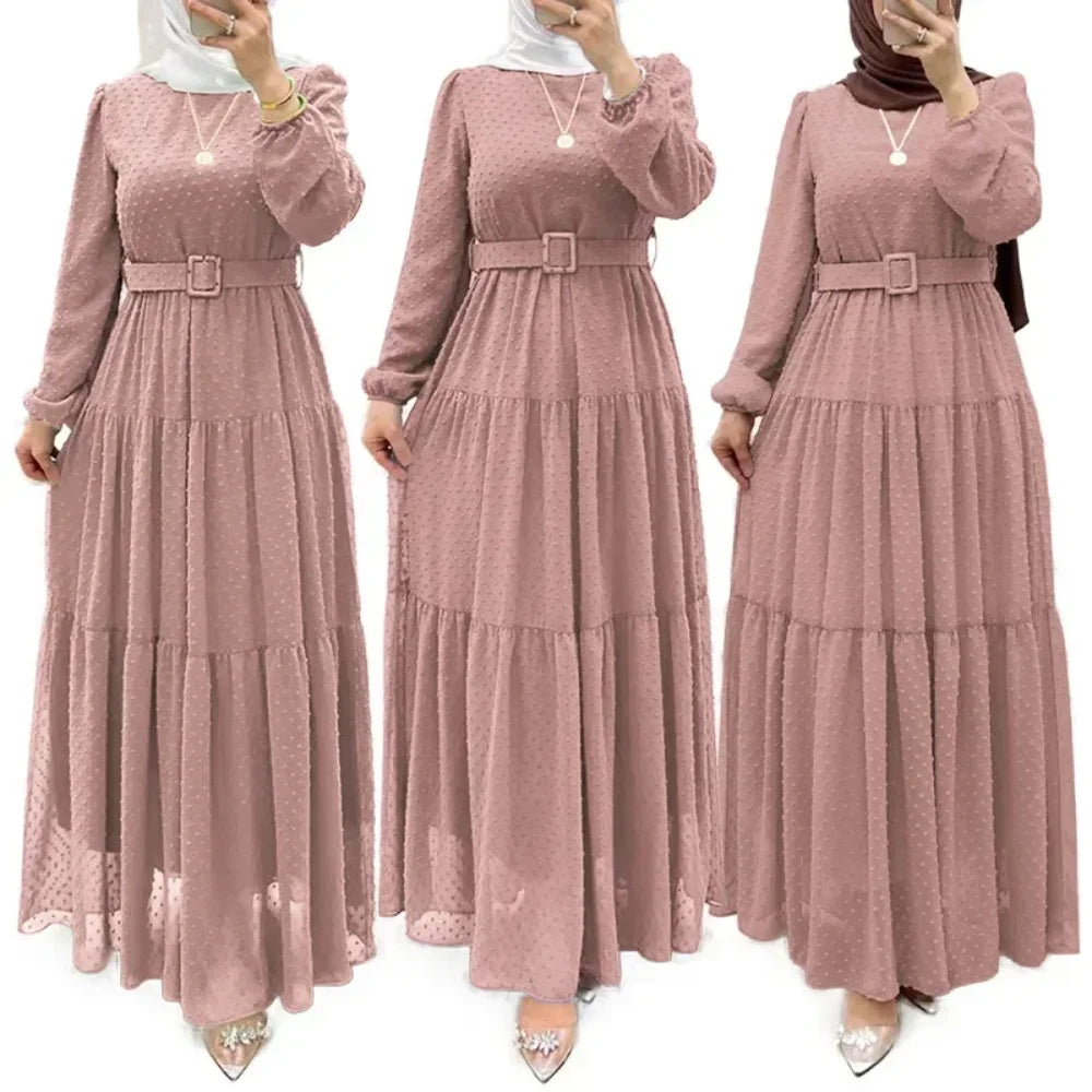 Long Dress Muslim Fashion Women Abaya Sashes Dresses Jalabiya Eid Ramadan Morocco Dubai Saudi Kaftan Islam Vestidos Arab Abayas