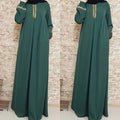New Women's Fashion Muslim Dress Vintage Islamic Loose Clothing Elegant Dubai Turkish Long Sleeve Party Dresses
