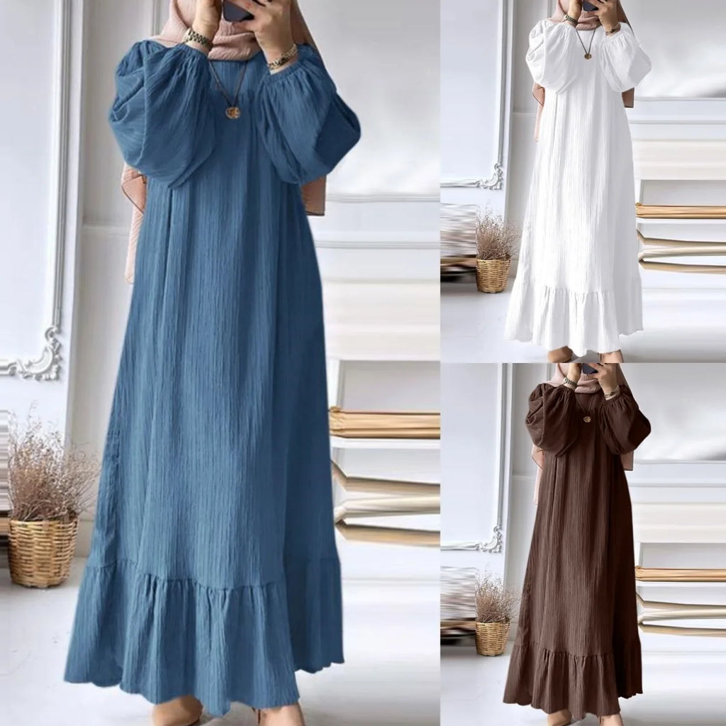 Elegant Women Muslim Abaya Robe Ramadan Sundress Prayer Dresses Fashion Long Batwing Sleeve Islamic Vestidos Kaftan