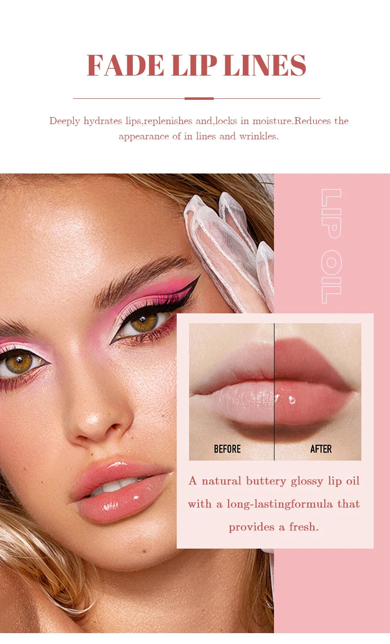 MAGIC CASA 6pcs/set Small bottle Hydrating Jelly Lip Oil long-lasting Moisturizing  smooth shimmering Lip Hydrating Liquid
