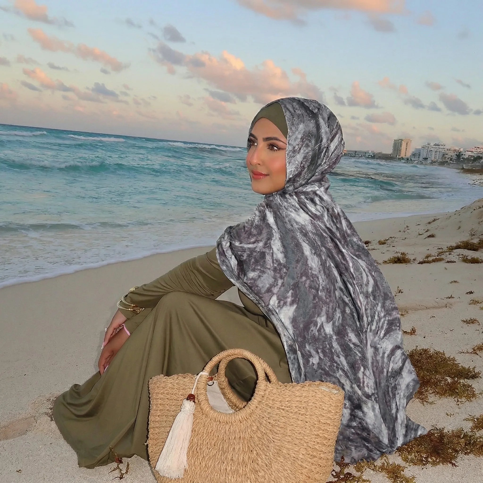 2026 Watercolor Print Hijabs for Women Muslim Wrap and Shawls Summer Modal Bandana Beach Sun Protection Foulard Headscarf