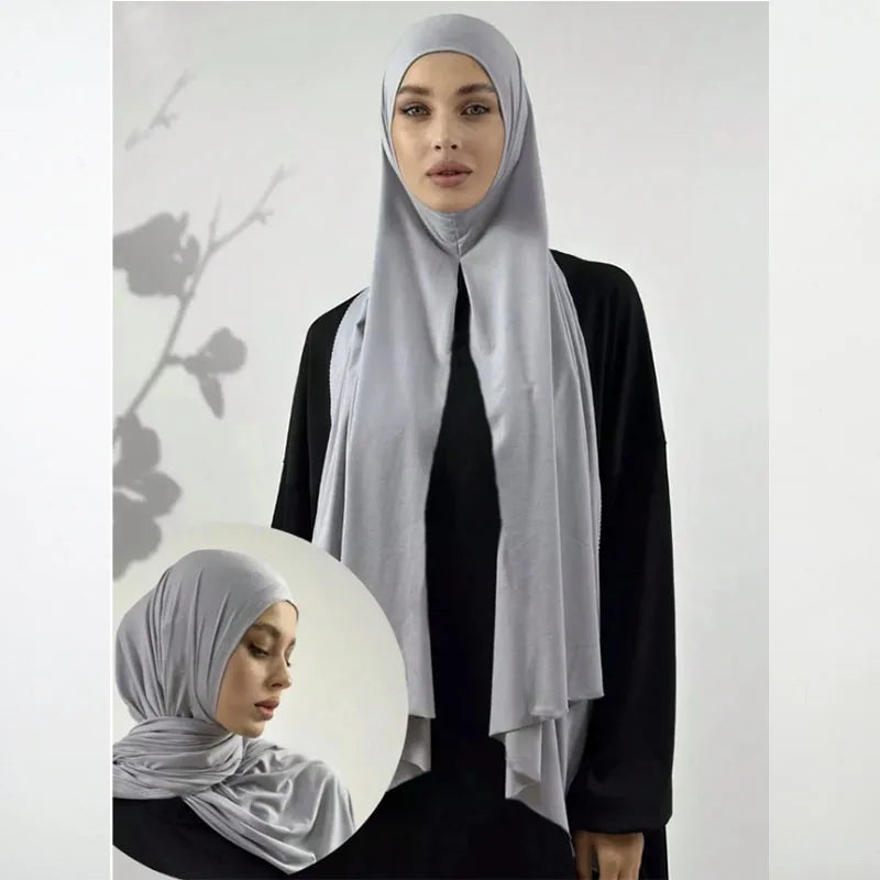 Instant Hijab Scarf for Women Muslim Easy To Wear Jersey Head Scarf Wrap Thin Breathable Soft Sunscreen Pullover Head Wrap