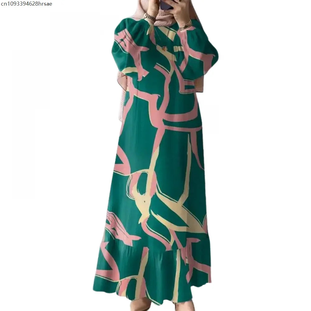 Elegant Women Muslim Abaya Robe Ramadan Sundress Prayer Dresses Fashion Long Batwing Sleeve Islamic Vestidos Kaftan