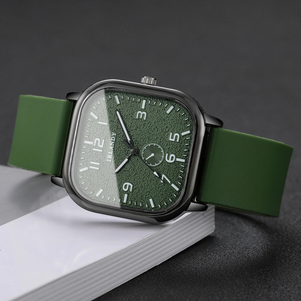 Fashion Square Women's Watch Casual Silicone Strap Quartz Watches Sports Wristwatch For Men Women Students（Without Box）