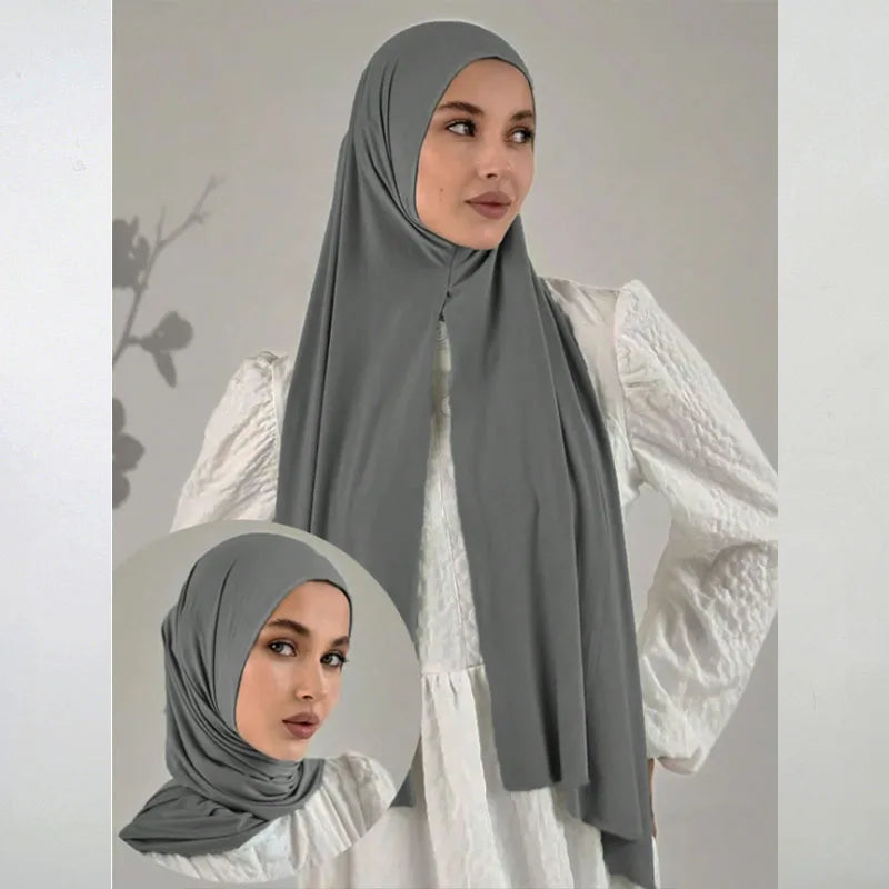 Instant Hijab Scarf for Women Muslim Easy To Wear Jersey Head Scarf Wrap Thin Breathable Soft Sunscreen Pullover Head Wrap