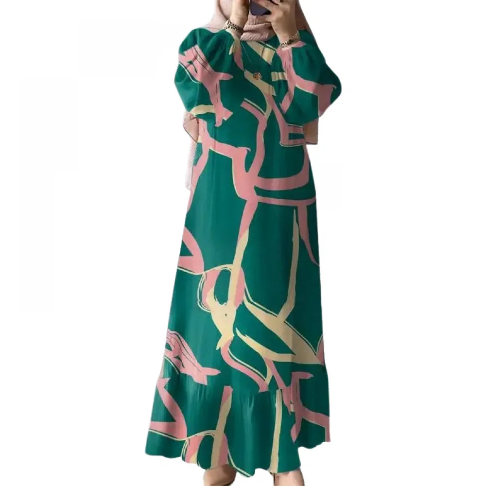 Elegant Women Muslim Abaya Robe Ramadan Sundress Prayer Dresses Fashion Long Batwing Sleeve Islamic Vestidos Kaftan