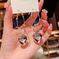 2024 New Heart Pendant Drop Earrings for Women Fashion Gold Color Design Exaggerate Big Circle Hoops Earring Korean Jewelry Gift
