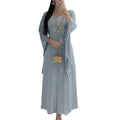 New Middle Eastern Women's Clothing: Elegant Embroidered Beaded Robe, Chiffon Comfortable Commuter Muslim Breathable Shirt, Dubai Saudi Traditional Attire, Long-Sleeve Ethnic Style Festival Party Dress with Headscarf