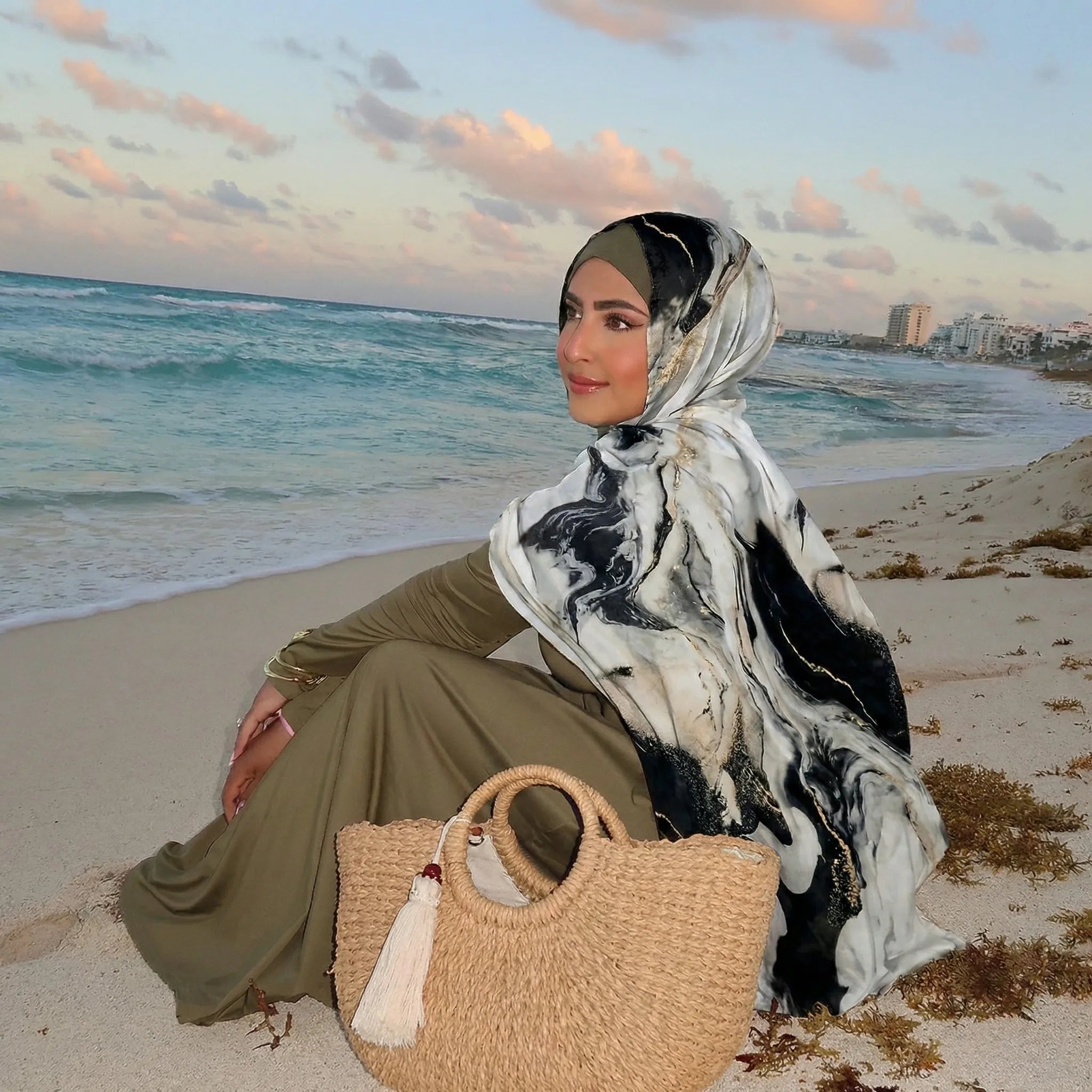 2026 Watercolor Print Hijabs for Women Muslim Wrap and Shawls Summer Modal Bandana Beach Sun Protection Foulard Headscarf