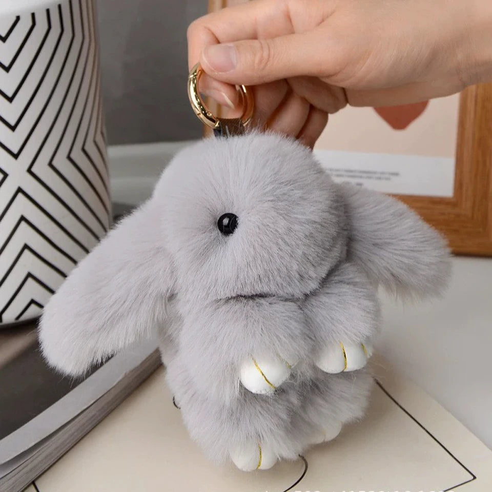 15cm Women's Rabbit Fur Keychain Bag Car Pendant Jewelry Decoration Fashionable Accessory for Bags And Gifts