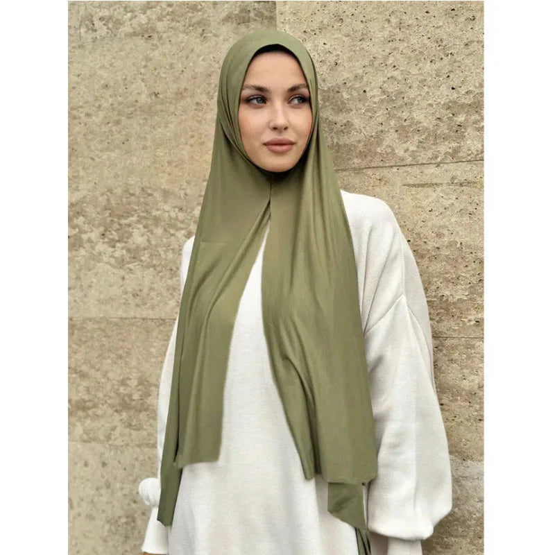 Instant Hijab Scarf for Women Muslim Easy To Wear Jersey Head Scarf Wrap Thin Breathable Soft Sunscreen Pullover Head Wrap