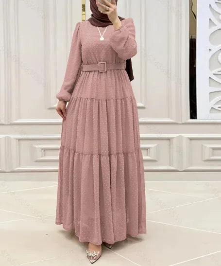 Long Dress Muslim Fashion Women Abaya Sashes Dresses Jalabiya Eid Ramadan Morocco Dubai Saudi Kaftan Islam Vestidos Arab Abayas