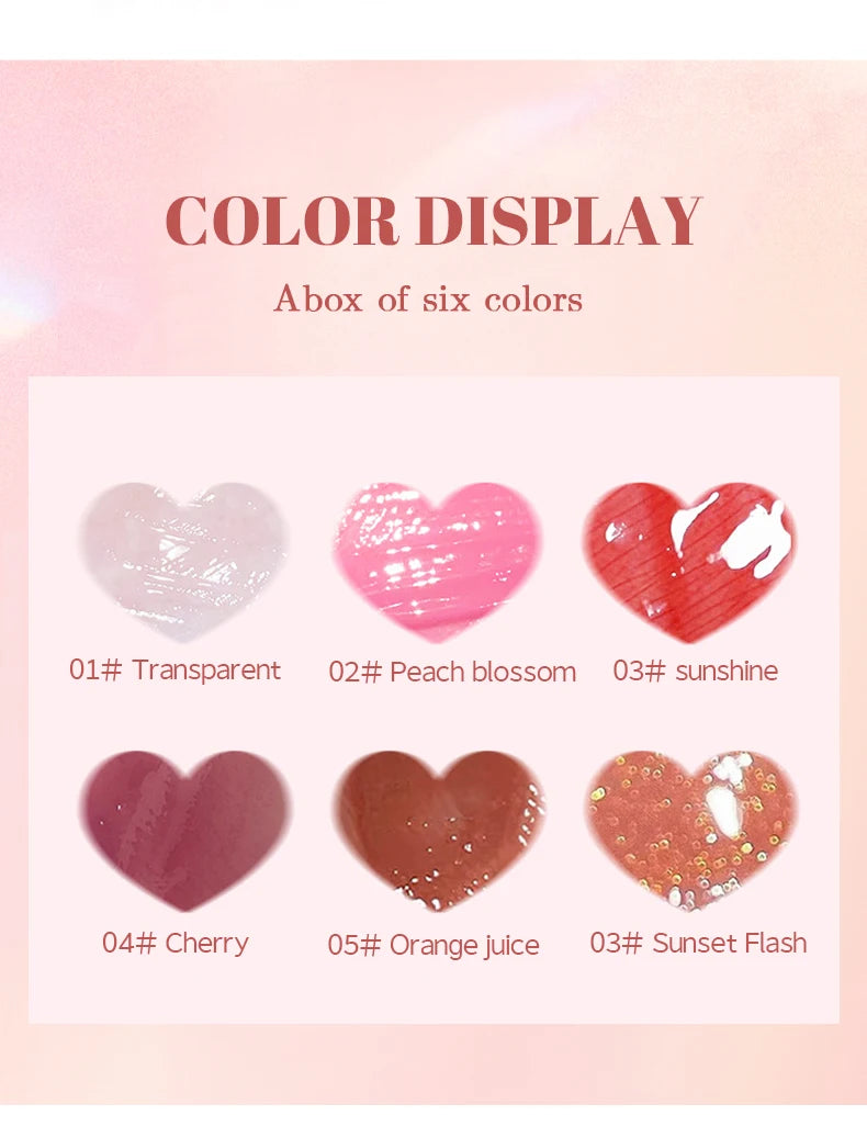 MAGIC CASA 6pcs/set Small bottle Hydrating Jelly Lip Oil long-lasting Moisturizing  smooth shimmering Lip Hydrating Liquid
