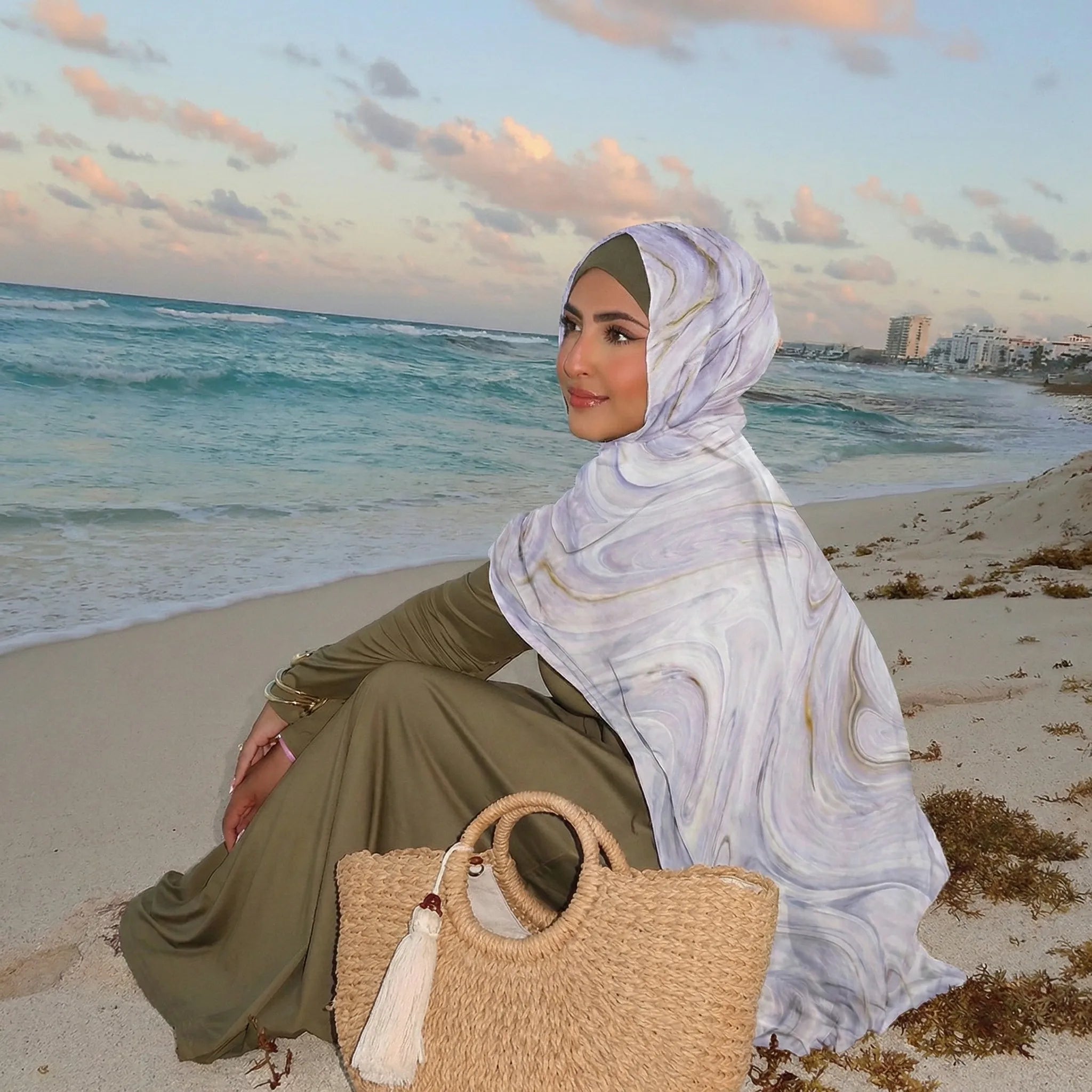 2026 Watercolor Print Hijabs for Women Muslim Wrap and Shawls Summer Modal Bandana Beach Sun Protection Foulard Headscarf