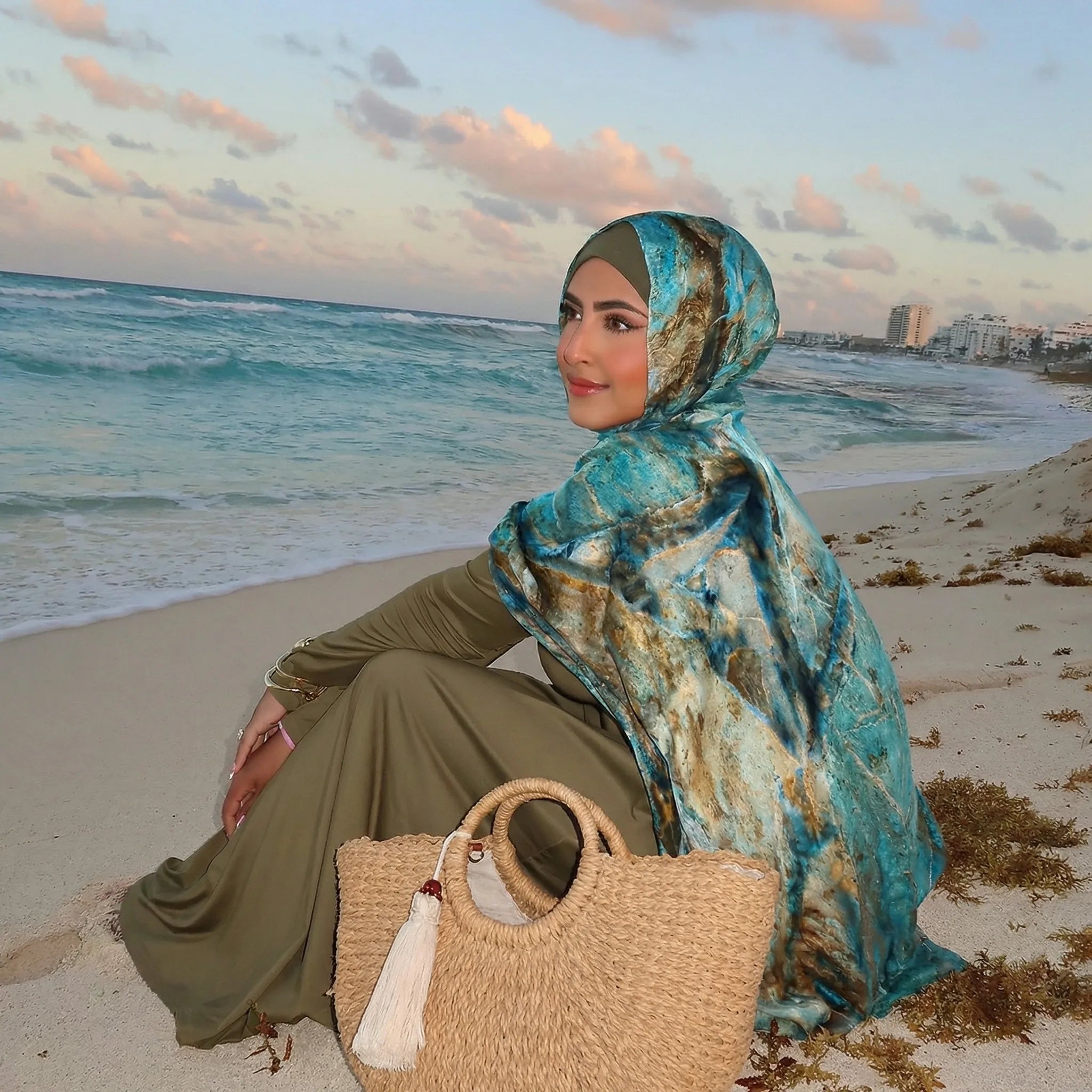 2026 Watercolor Print Hijabs for Women Muslim Wrap and Shawls Summer Modal Bandana Beach Sun Protection Foulard Headscarf