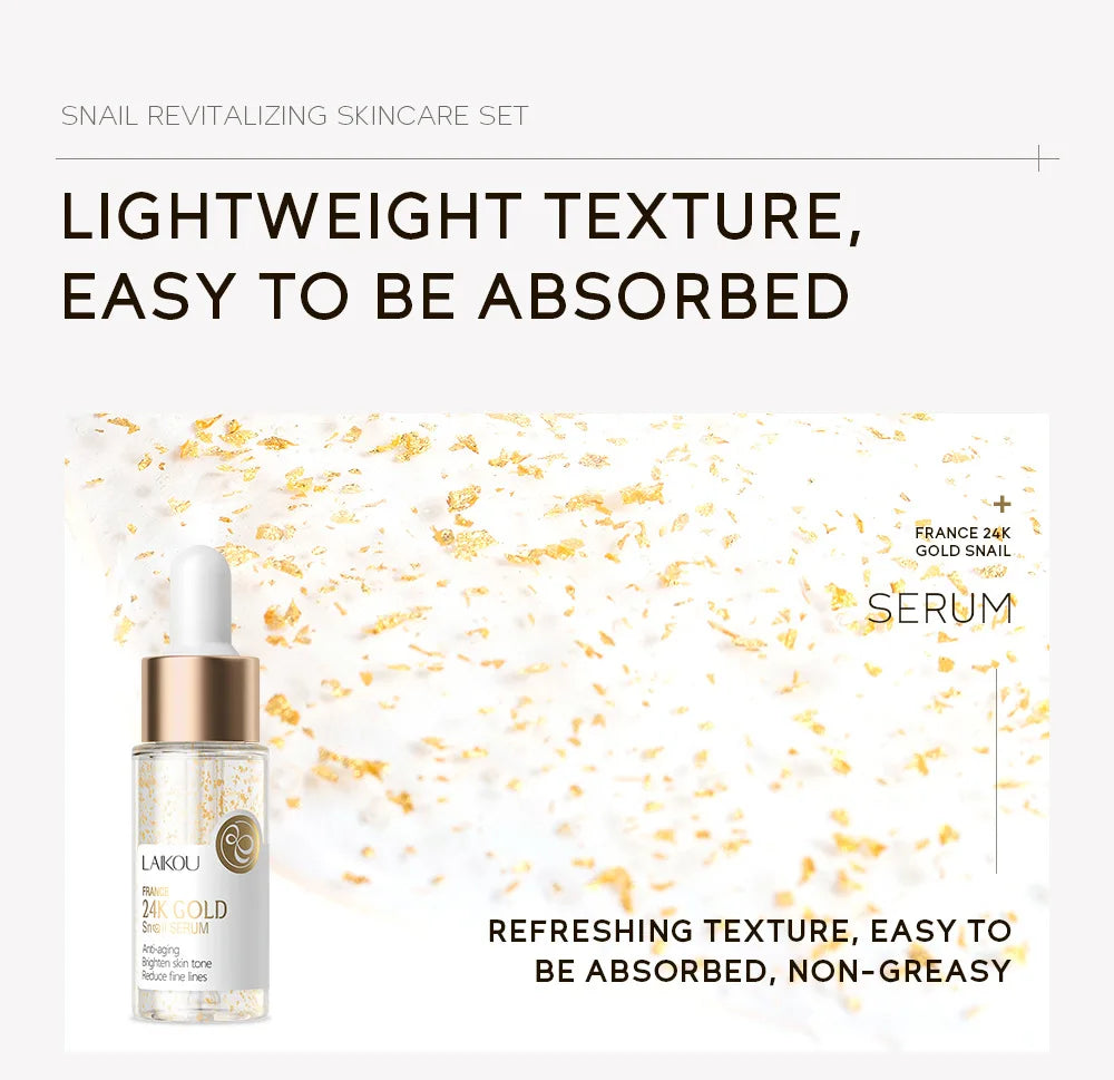 3pcs/set LAIKOU Vitamin C 24K Golden Sakura Skin Care Sets Face Cream Serum Eye Cream Moisturizing Anti Wrinkles Face Care Kit