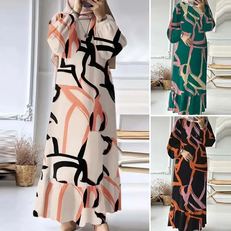 Elegant Women Muslim Abaya Robe Ramadan Sundress Prayer Dresses Fashion Long Batwing Sleeve Islamic Vestidos Kaftan