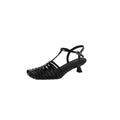 Women's Washed Genuine Lambskin Cage Sandals, T-Strap Slingback Kitten Heel Shoes