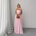 Ruffled Sleeveless Tube Top Maxi Dress With Flowing Ties For Women