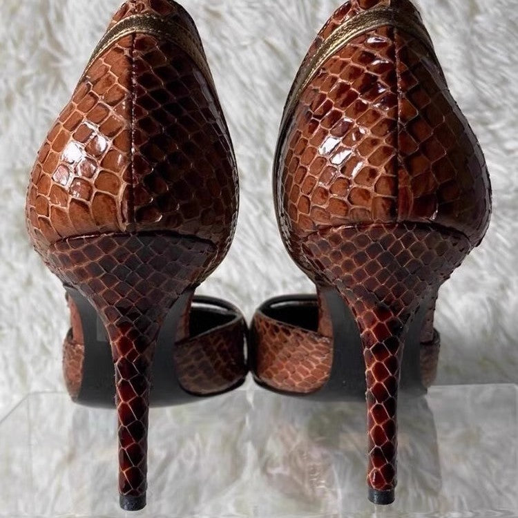 Fashionable Niche-Design Snake-Print Stiletto Heels For Women