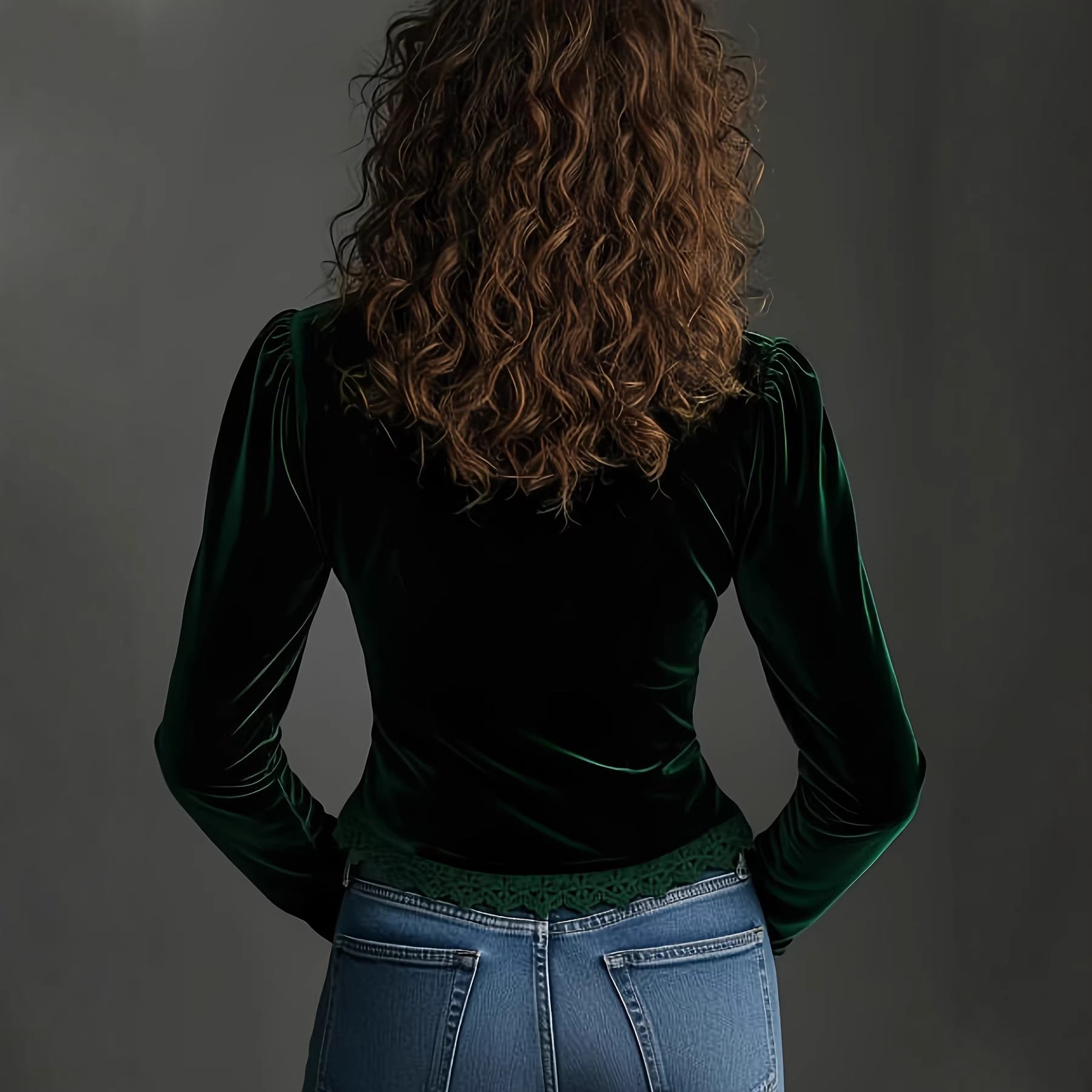 Women's Retro Fashion V-Neck Puff Sleeve Shirt